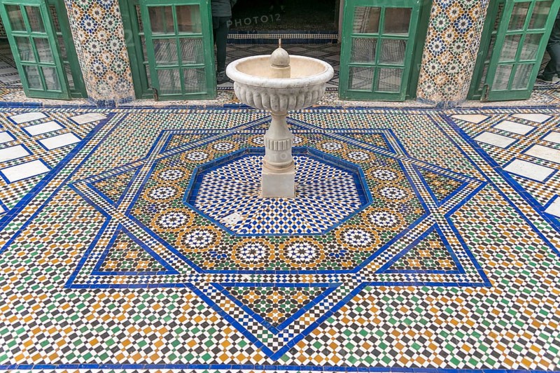 Mosaic floor with fountain