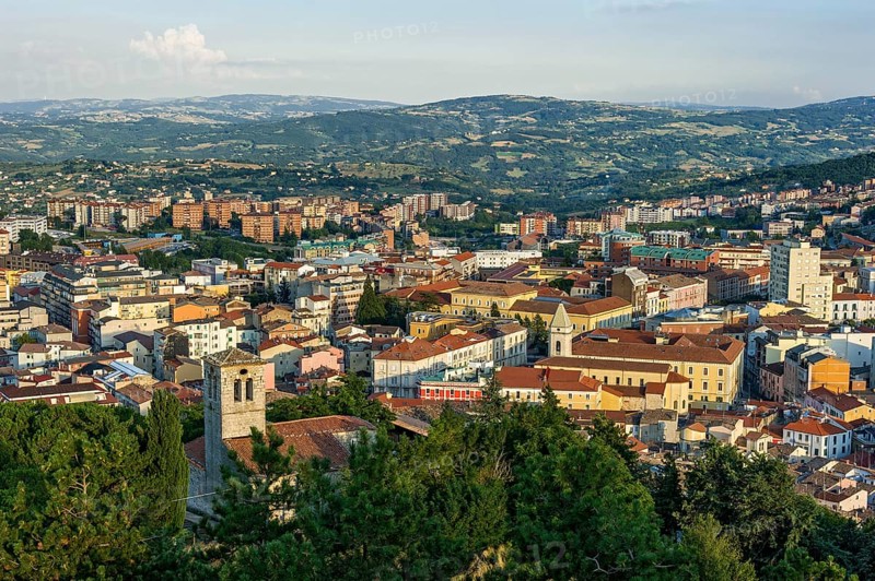 View from Castello Monforte to Campobasso with Church of San Bartolomeo and Cathedral