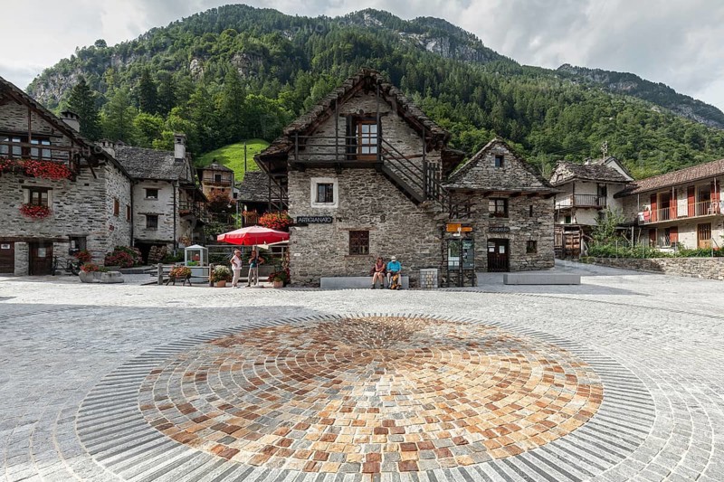 Typical Ticino stone houses in Sonogno village