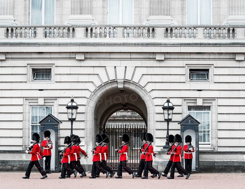 Guardsmen of the Royal Guard with bearskin cap