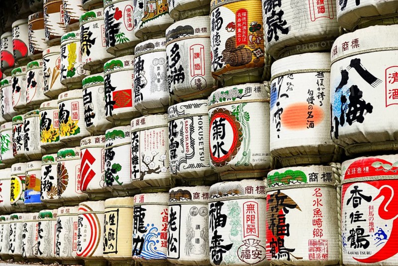 Sake barrels at Meiji-Jingu Shrine