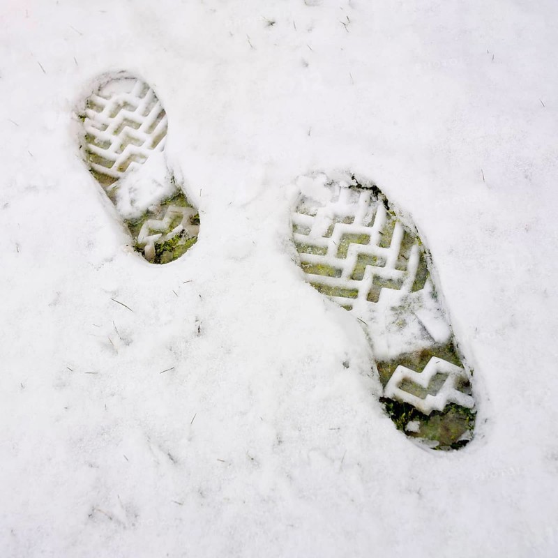 Shoe prints in snow
