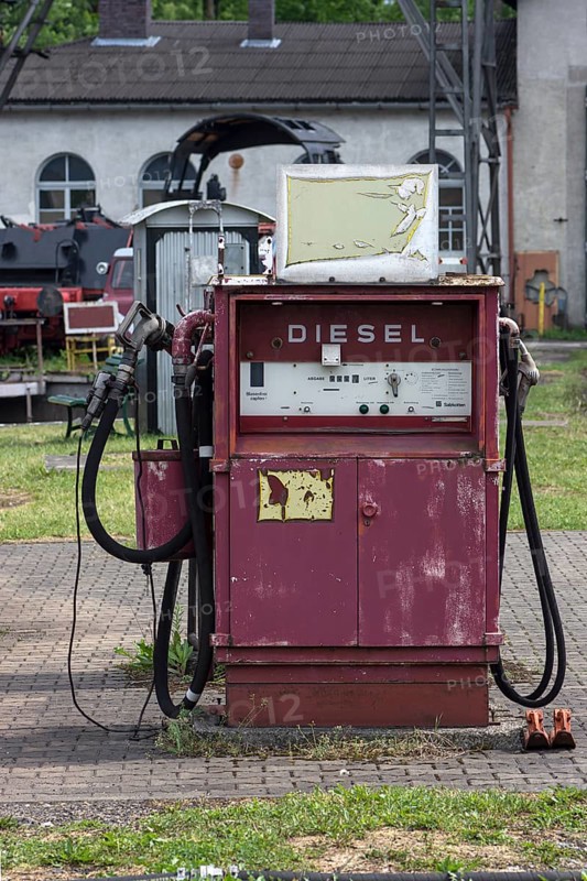 Old diesel filling station on the premises of the Bavarian Railway Museum Nordlingen