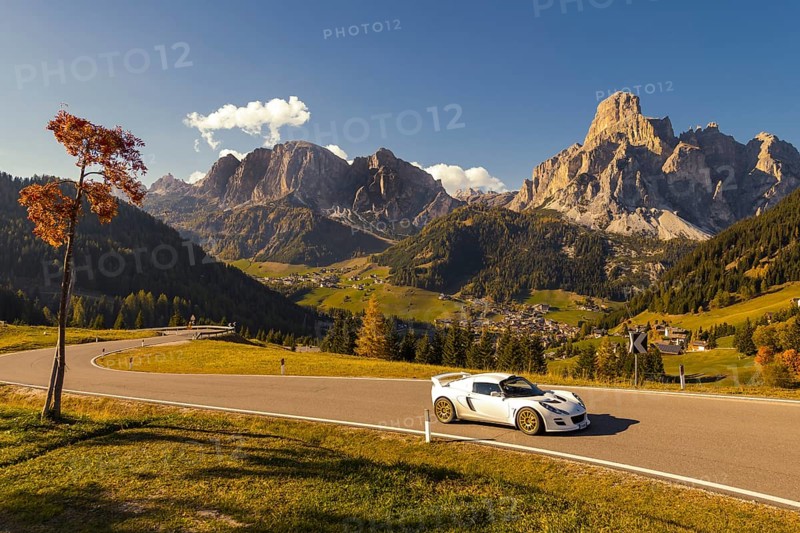 Lotus sports car on autumn road