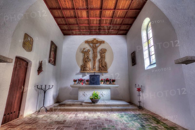 Altar of the devotional chapel at the Flossenburg concentration camp memorial site