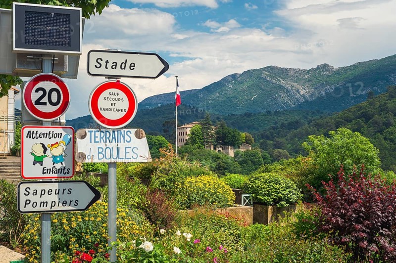 Signs in front of Vauvenargues Castle