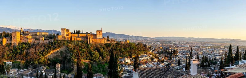 Cityscape with Alhambra at sunset