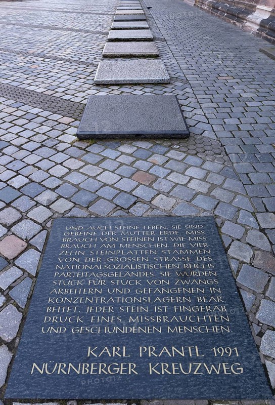 Memorial stones commemorating forced labourers during the Third Reich
