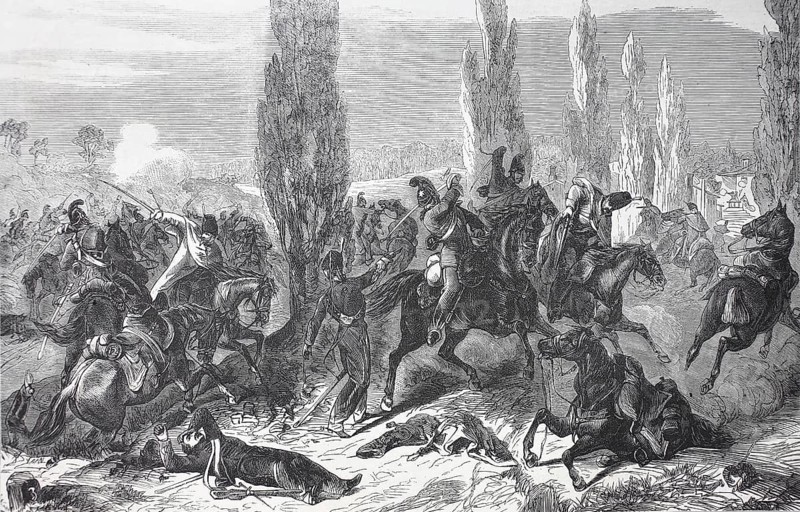 The 3rd Saxon cavalry regiment in battle at Buzaney on August 27