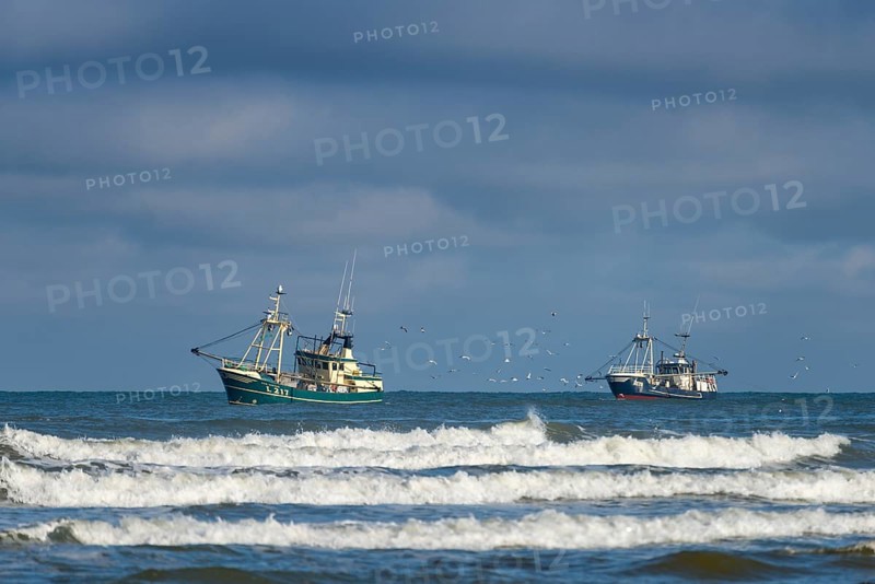 Shrimp cutter towing the nets off the coast