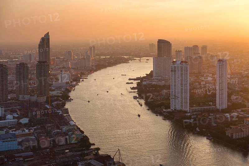 View from Lebua State Tower with river Mae Nam Chao Phraya at dusk
