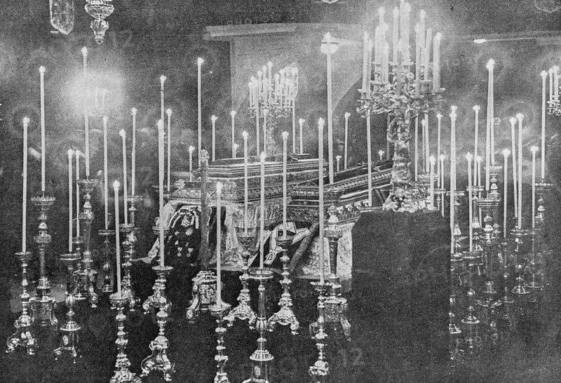 Archduke Francois-Ferdinand and Duchess of Hohenberg coffins in Hofburg Palace