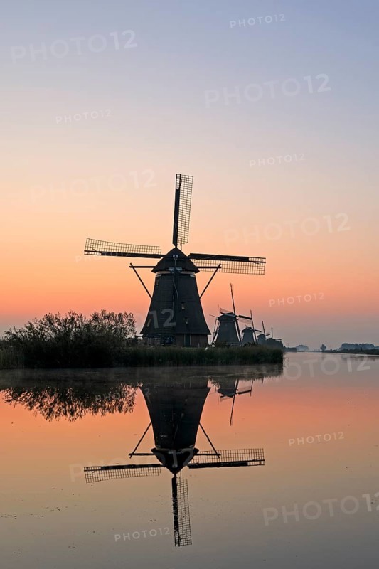 Historical windmills at dawn