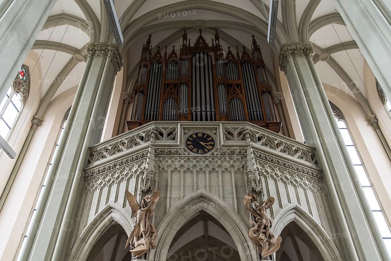 Organ loft of the neo-Gothic church Heilig-Kreuz Giesing