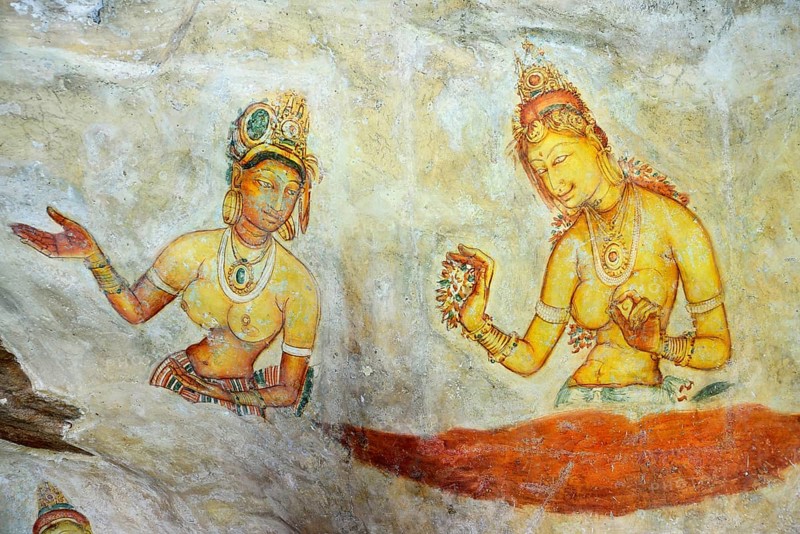 Fresco of the Cloud Girls on the Lion Rock of Sigiriya