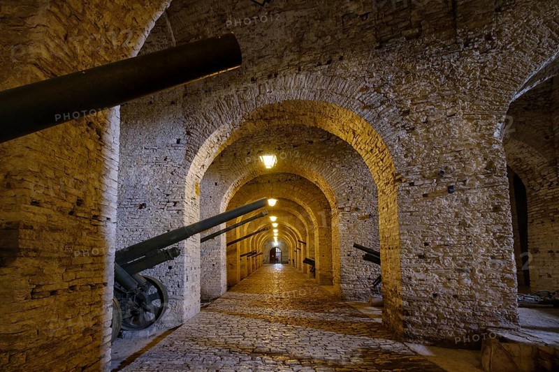 Large gallery with cannons in fortress