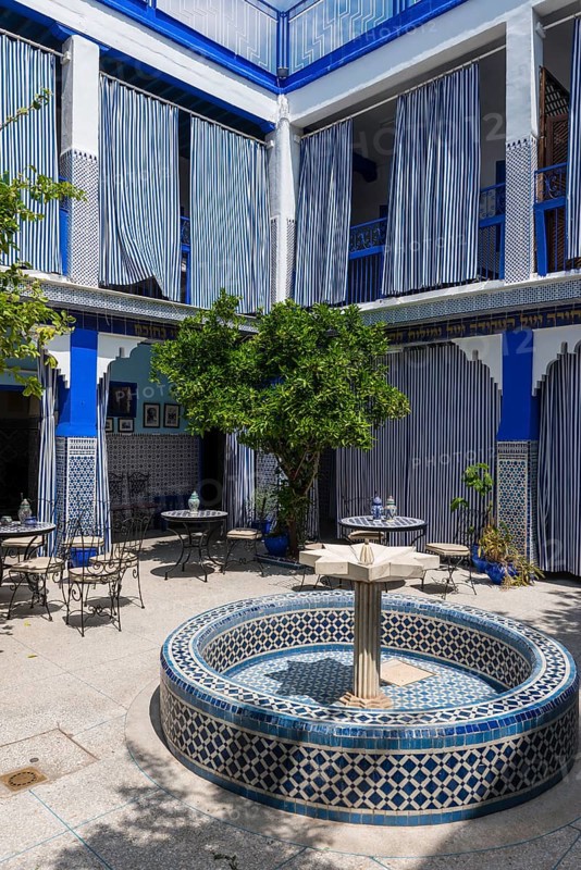 Blue tiles and fountain