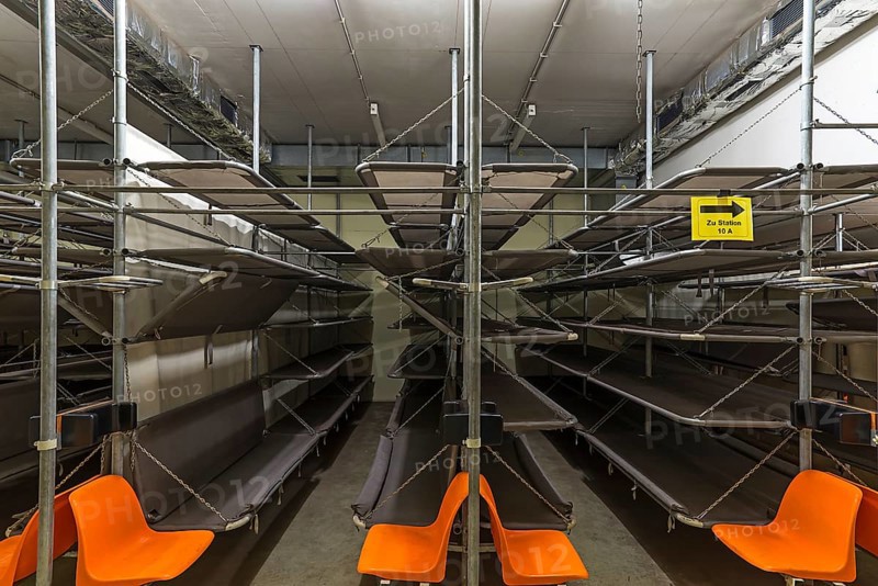 Sleeping room in a disused nuclear bunker