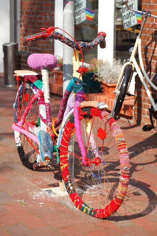 Parked colourful bicycle
