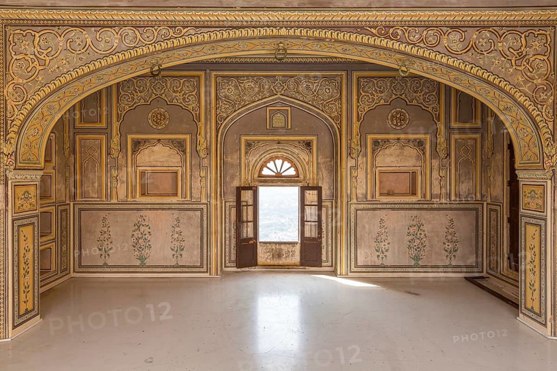 Room with historic wall painting in Nahargarh Fort