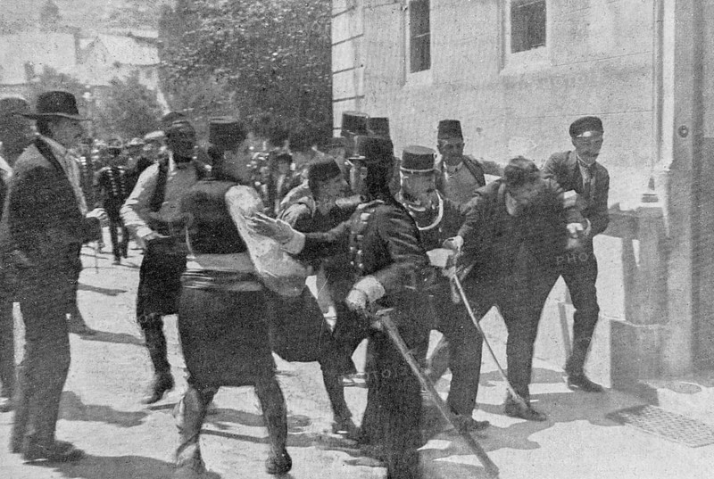 Arrest of Gavrilo Princip the murderer of Archduke Francois- Ferdinand and Duchess de Hohenberg