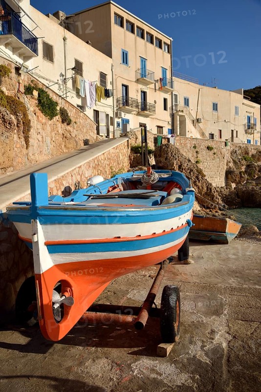 Fishing boat in the port of Levanzo