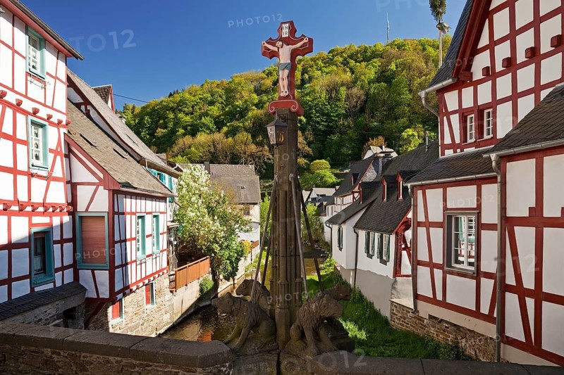 Historic town center with half-timbered houses on Elzbach