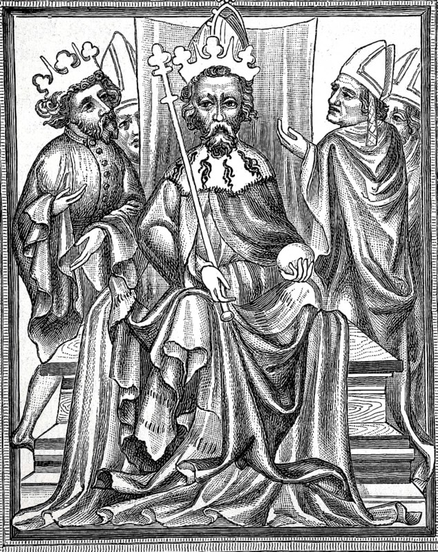 Emperor Karl IV. In the imperial order with his son Wenzel and bishops
