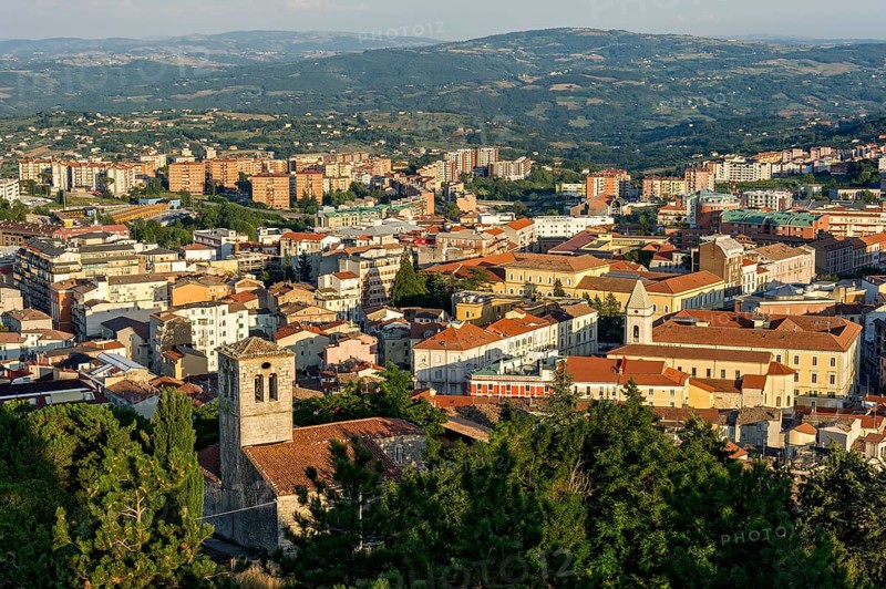 View from Castello Monforte to Campobasso with Church of San Bartolomeo and Cathedral