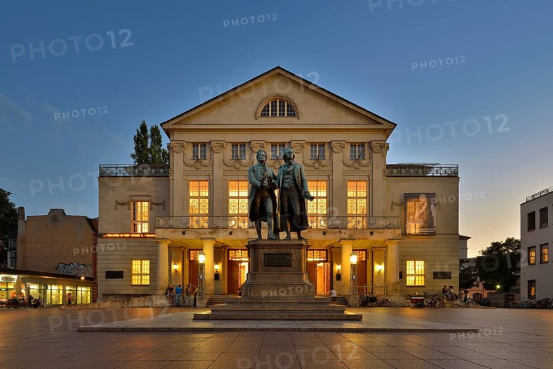 Enlightened German National Theatre with Goethe Schiller monument