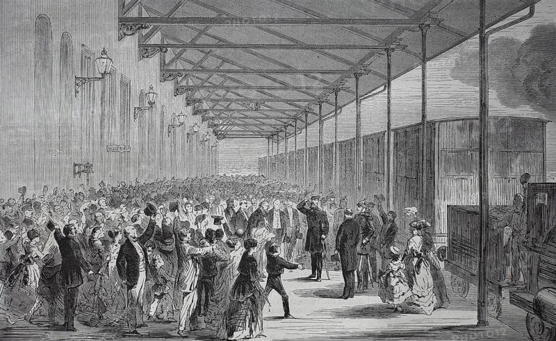 Reception of the Crown Prince of Prussia at the Berlin-Anhalter station in Leipzig on July 26