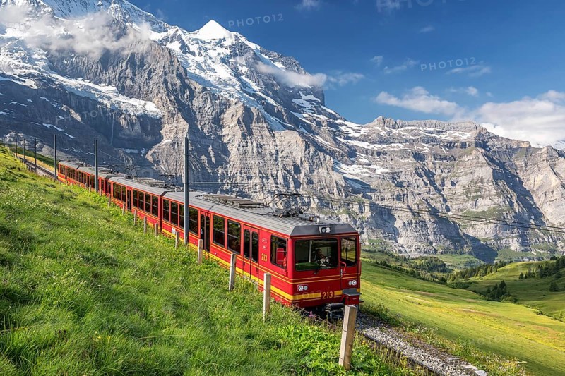 Train from the Jungfrau railway near Kleine Scheidegg