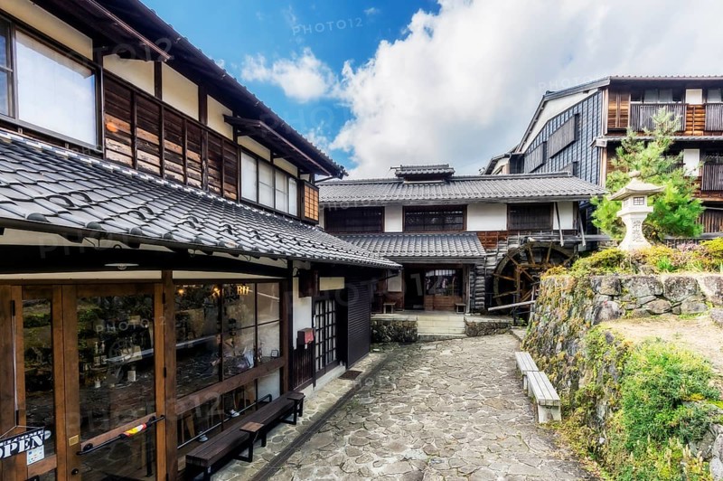 Houses with water wheel
