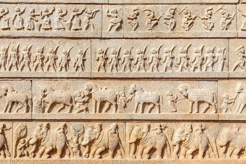Relief in the outer wall of the Hazara Rama temple