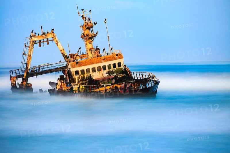 Shipwreck Zeila in the water with swell