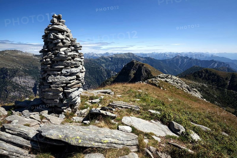 Cairn on peak of Mount Pilone