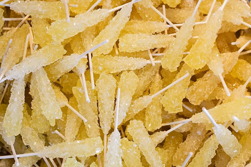 Rock candy sugar crystals