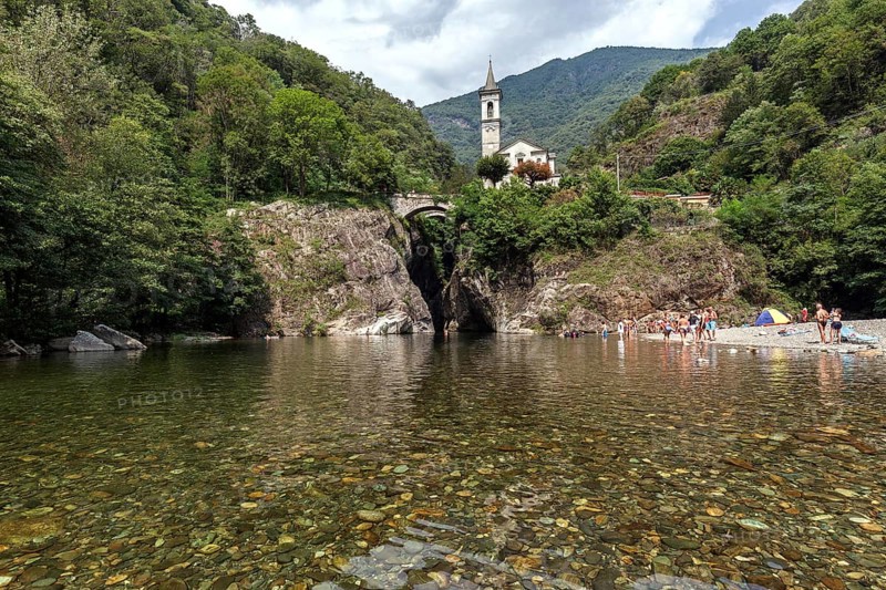 River Cannobino with bathing place at the end of the gorge of Sant' Anna