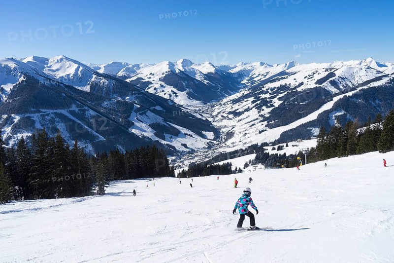Glemmtal in winter with the villages of Saalbach and Hinterglemm