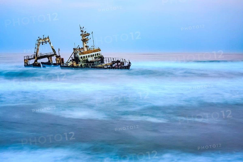 Shipwreck Zeila in the water with swell