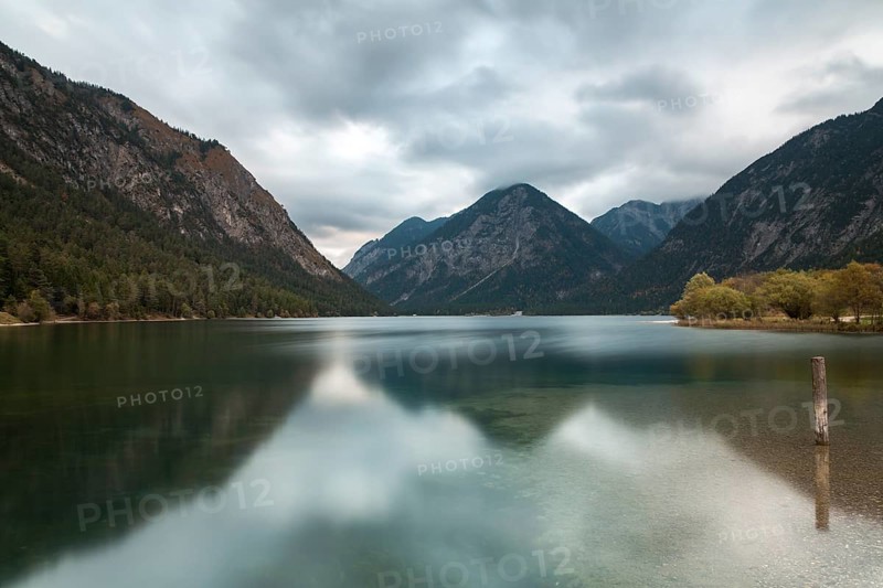 Mountains at lake Heiterwanger See in the evening light