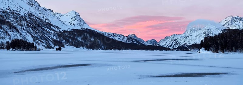 Frozen Lake Silsersee in winter