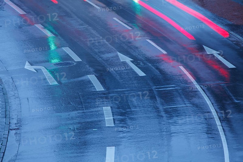 Rain-wet street