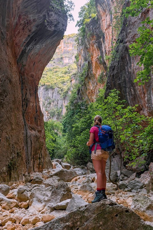 Female hiker in a gorge