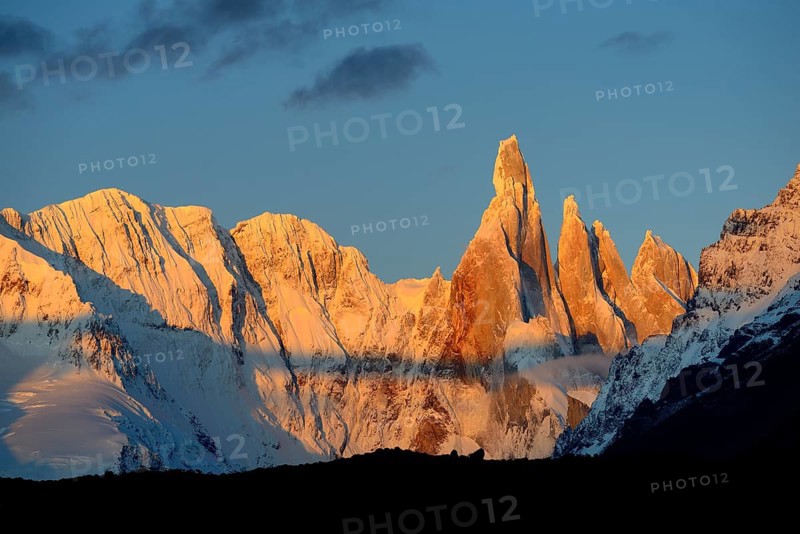 Cerro Torre with snow at sunrise