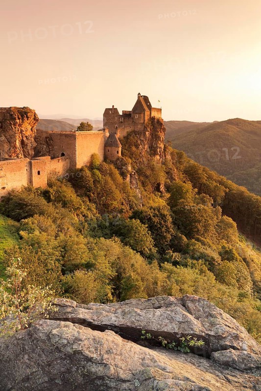 Ruin of Aggstein Castle in the evening light