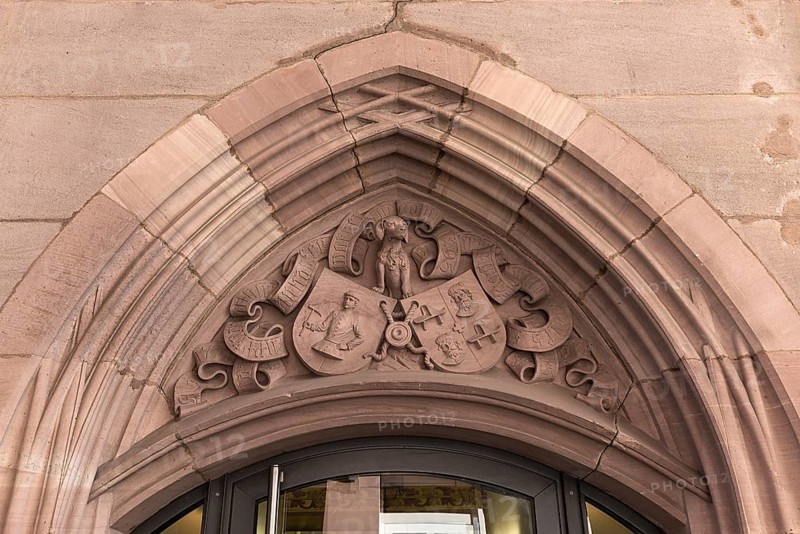 Sandstone relief over an entrance portal