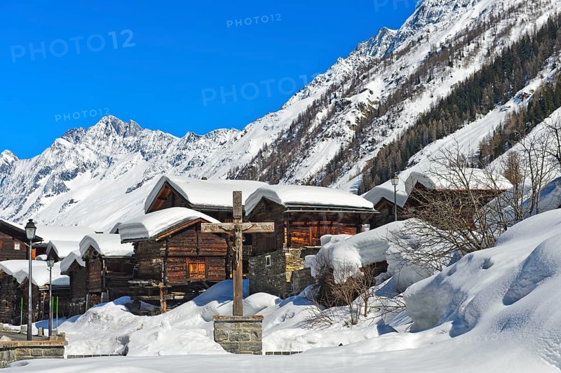 Snow-covered Valaisan reservoirs
