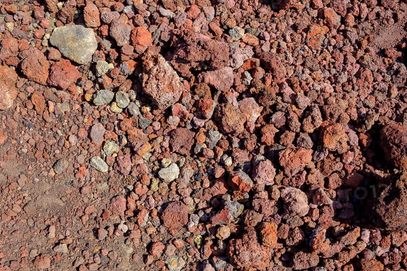 Red lava stones