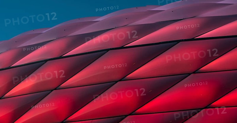 Red illuminated Allianz Arena